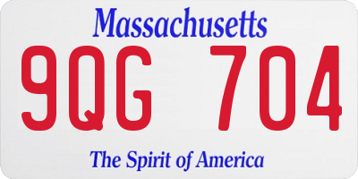 MA license plate 9QG704