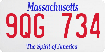 MA license plate 9QG734