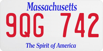 MA license plate 9QG742