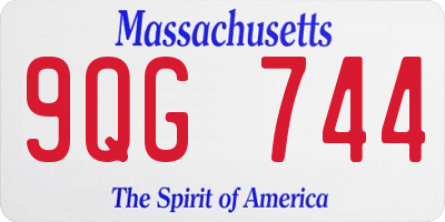 MA license plate 9QG744