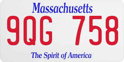 MA license plate 9QG758