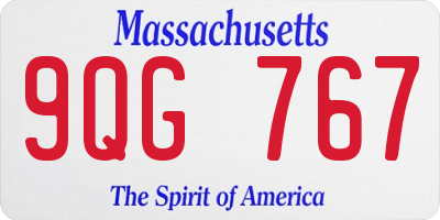 MA license plate 9QG767