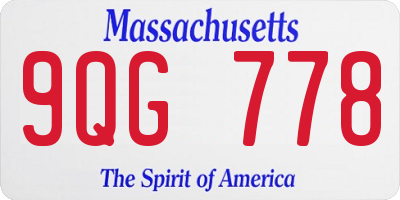 MA license plate 9QG778