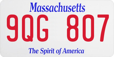 MA license plate 9QG807