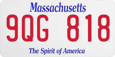MA license plate 9QG818