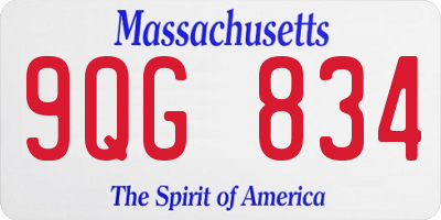 MA license plate 9QG834