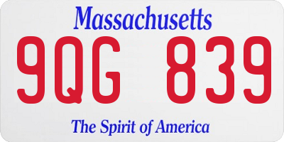 MA license plate 9QG839