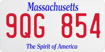 MA license plate 9QG854