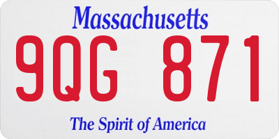 MA license plate 9QG871