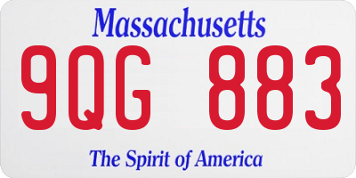 MA license plate 9QG883