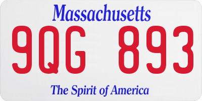 MA license plate 9QG893
