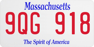MA license plate 9QG918