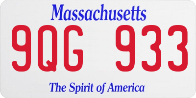 MA license plate 9QG933
