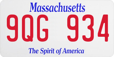 MA license plate 9QG934