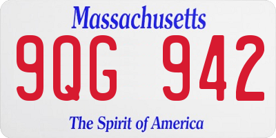MA license plate 9QG942