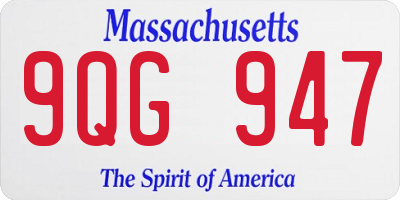 MA license plate 9QG947