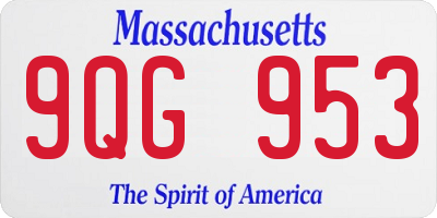 MA license plate 9QG953