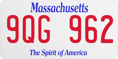 MA license plate 9QG962