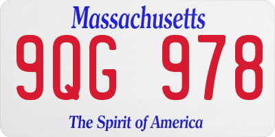 MA license plate 9QG978