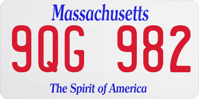 MA license plate 9QG982