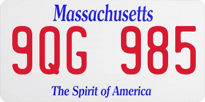 MA license plate 9QG985