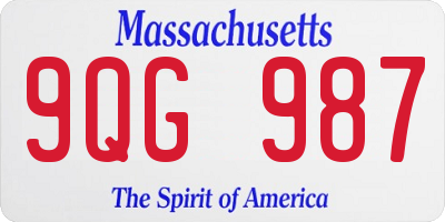 MA license plate 9QG987