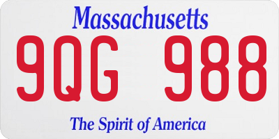 MA license plate 9QG988