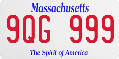 MA license plate 9QG999