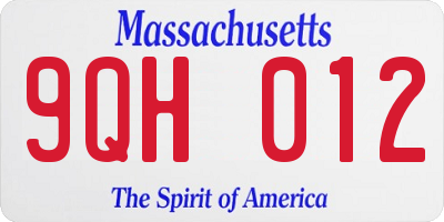MA license plate 9QH012