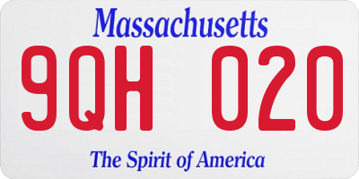 MA license plate 9QH020