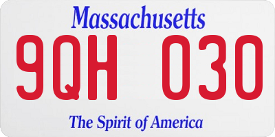 MA license plate 9QH030