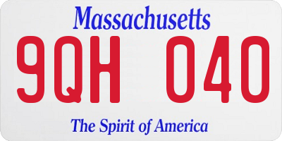 MA license plate 9QH040