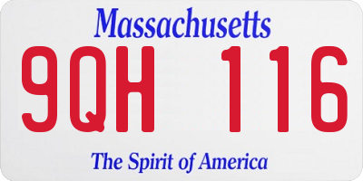 MA license plate 9QH116