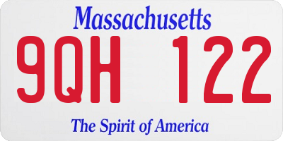 MA license plate 9QH122