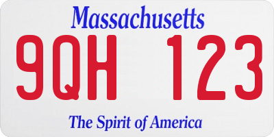 MA license plate 9QH123