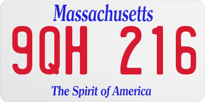 MA license plate 9QH216