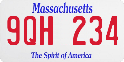 MA license plate 9QH234