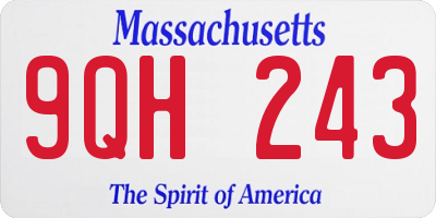 MA license plate 9QH243