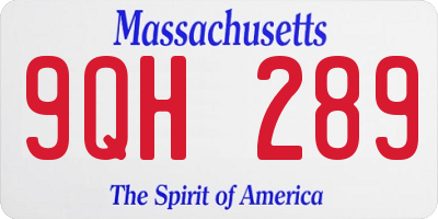 MA license plate 9QH289