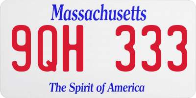 MA license plate 9QH333