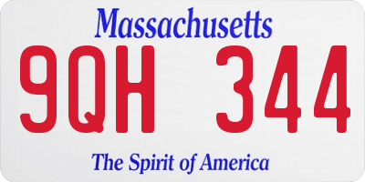 MA license plate 9QH344