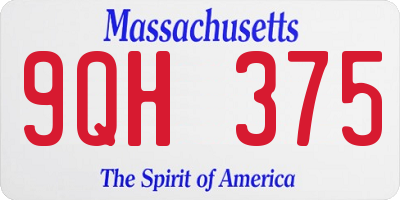 MA license plate 9QH375