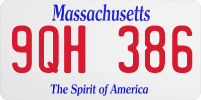 MA license plate 9QH386