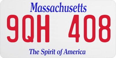 MA license plate 9QH408