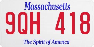 MA license plate 9QH418