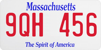 MA license plate 9QH456