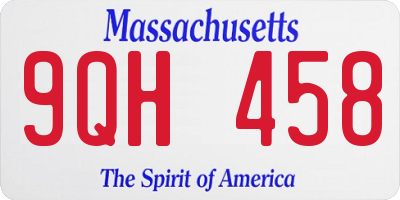 MA license plate 9QH458
