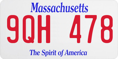 MA license plate 9QH478