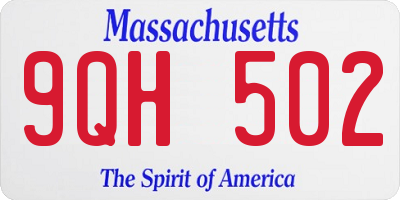 MA license plate 9QH502