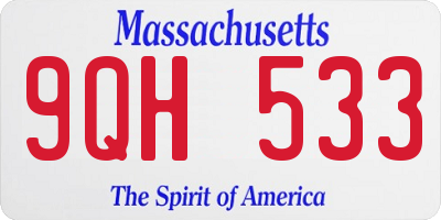 MA license plate 9QH533